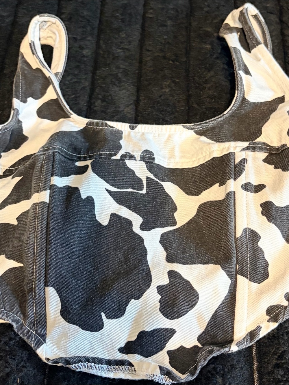 Black and White Cow Print Cropped Tank